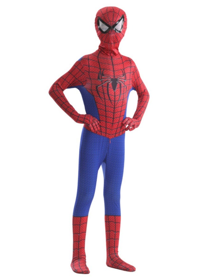 SPIDERMAN بدلة تنكرية كاملة لشخصية سبايدر مان بيتر باركر ستارك، زي سوبر هيرو للعودة إلى الوطن بتصميم أحمر وأزرق كلاسيكي لعشاق الحفلات التنكرية من 11 إلى 13 سنة 150 سم - Image 2
